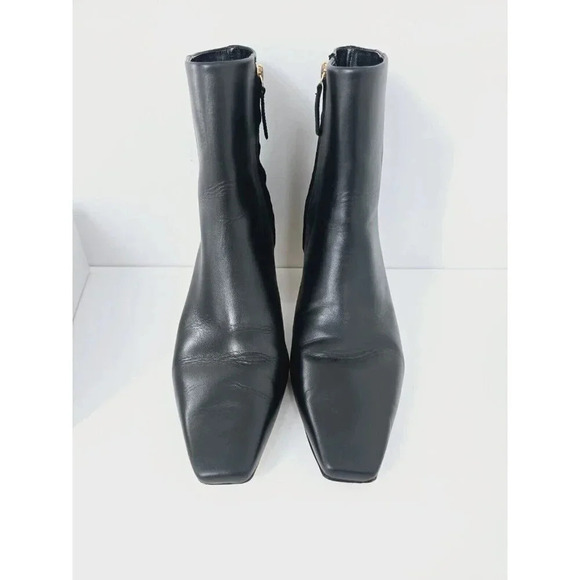 Cult Gaia Mari Black Leather Pointed Square Toe Bootie Knob Ankle Boots 40 10 - Picture 5 of 12